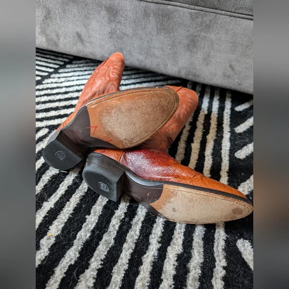 Dan Post Cowboy Boots Men’s 8D – Genuine Ostrich Leather Vamp - Picture 8 of 9